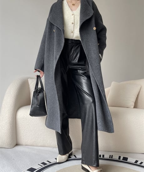 W-button long coat / 3color　hm1850