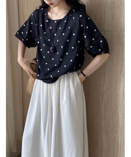 dot airy blouse / 2color　hm2402