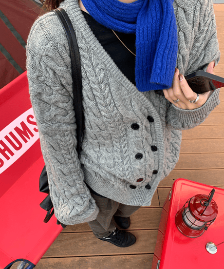 cable knit cardigan / 2color　hm1204