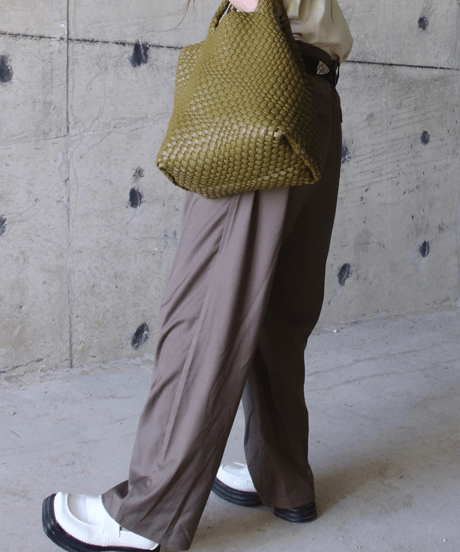 leather braid bucket-bag & pouch　hm1590