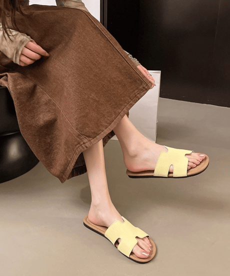 leather slipper sandals / 4color　hm2471