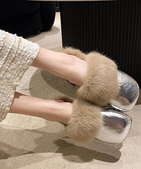 faux fur mules  / 2color　hm2562