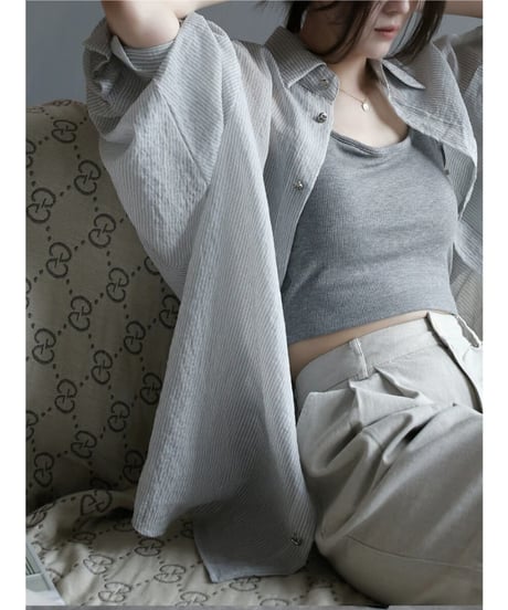 lightweight pinstripe shirt / 2color　hm2540