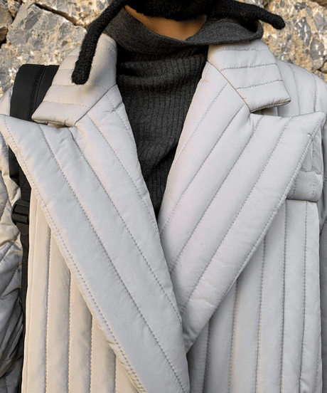 striped quilted down coat / 2color　hm1215