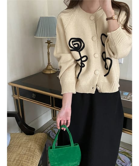 abstract motif cardigan / 2color　hm2786