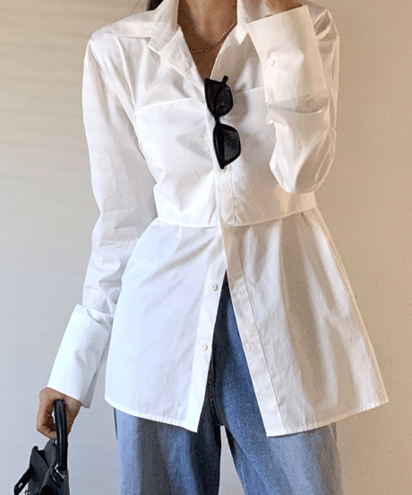 waist back ribbon blouse　hm2853
