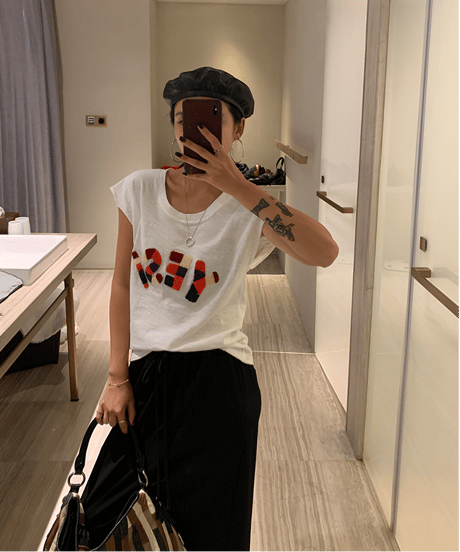 logo message t-shirt / 2color　hm2424