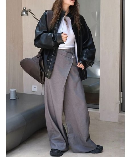 asymmetric wide leg pants　hm1734