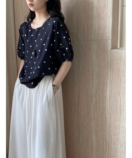 dot airy blouse / 2color　hm2402