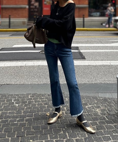 fringe denim pants / 2color　hm1694