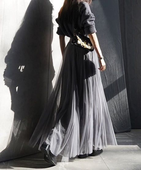 long flared tulle skirt / 4color　hm1885
