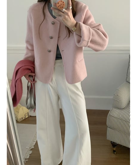 chic no-collar jacket / 5color　hm2705