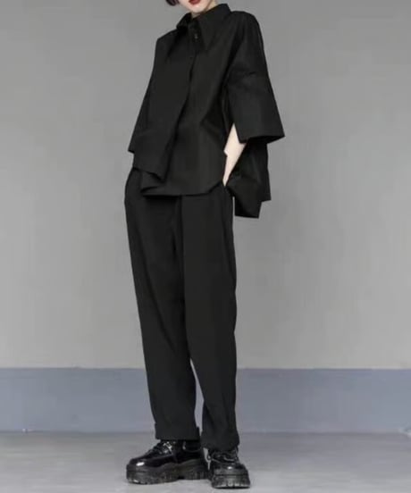 asymmetric casual shirt / 2color　hm2504