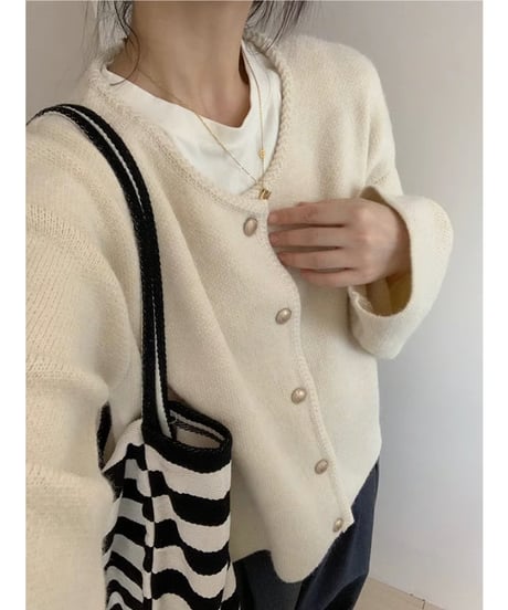 gold button cardigan / 3color　hm1836