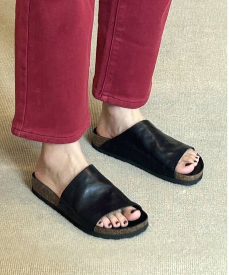 leather slide sandals / 2color　hm2374