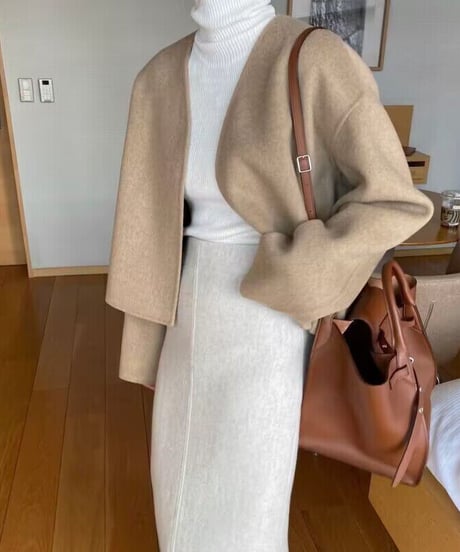 collarless short jacket / 3color　hm2609