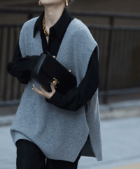 loose v neck vest / 2color　hm1834