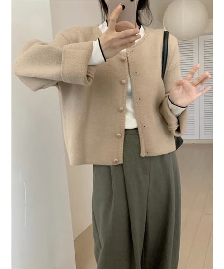 gold button cardigan / 3color　hm1836