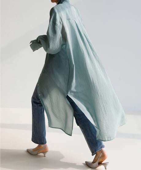 oversize sheer long-shirt　hm1589