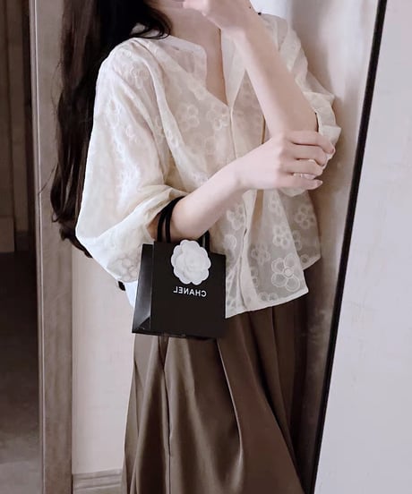 embroidered sheer blouse　hm2929