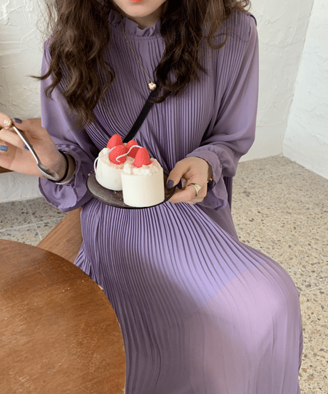 pleated long dress / 4color　hm2910