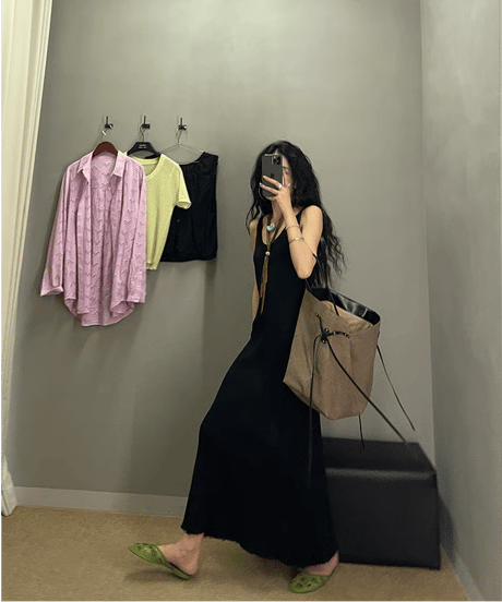 ribbed maxi dress / 2color　hm2349