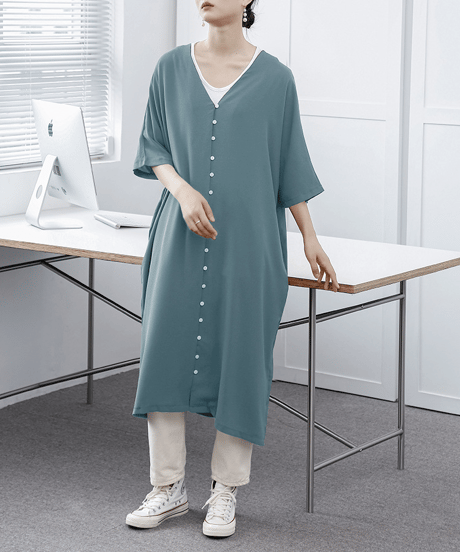 v-neck shirt dress / 5color　hm2958