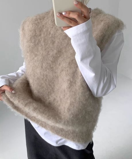 round neck knit vest　hm1826
