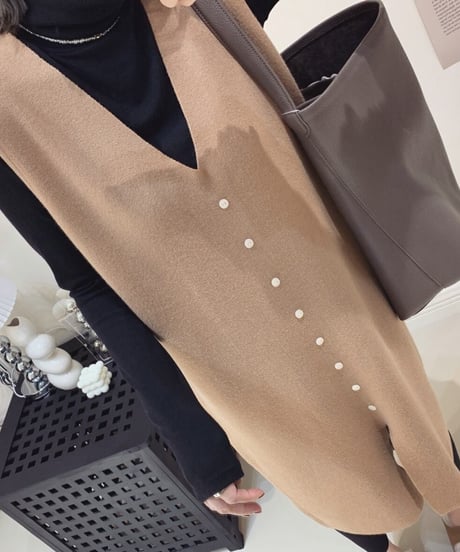 buttons vest dress / 4color　hm1846