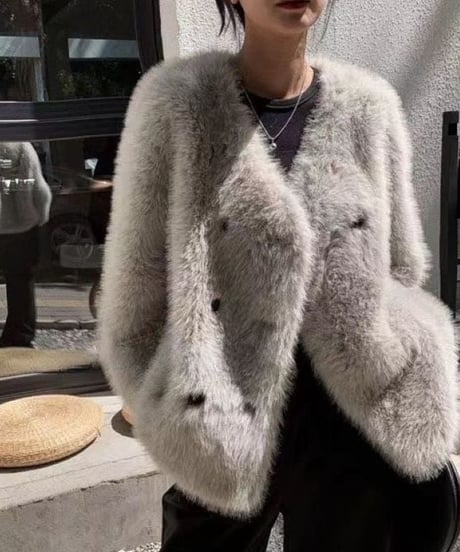 fake fur double coat / 4color　hm1796