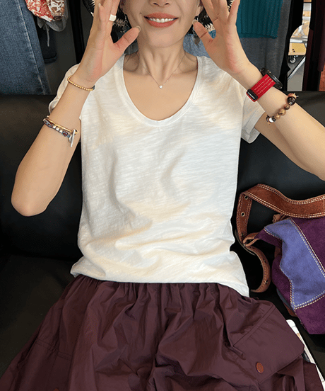 relax u-neck tee / 2color　hm2398