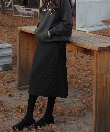 quilted tight skirt 　hm1878