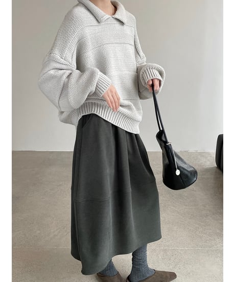 collared cropped knit / 4color　hm2719