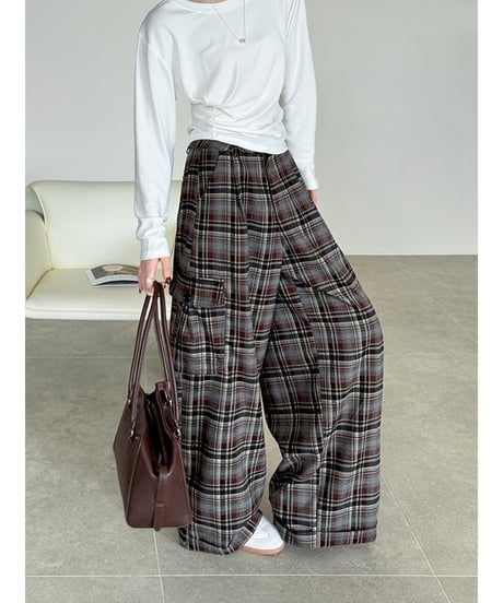 plaid wide pants / 2color　hm2768