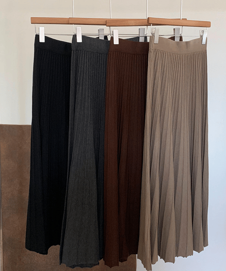 pleated knit skirt / 4color　hm2717