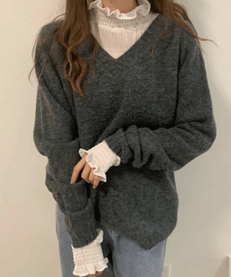 shirring high-neck blouse / 5color　hm2614
