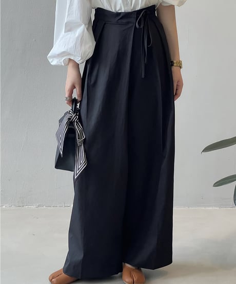 waist ribbon tuck wide pants / 3color　hm1716