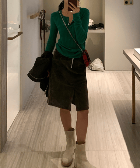 elegant corduroy skirt / 2color　hm1688