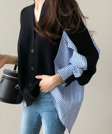 docking knit cardigan / 2color　hm2780