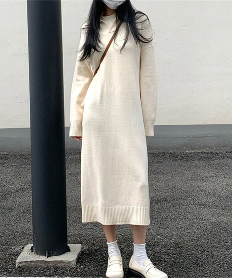 soft knitted dress / 2color　hm2542