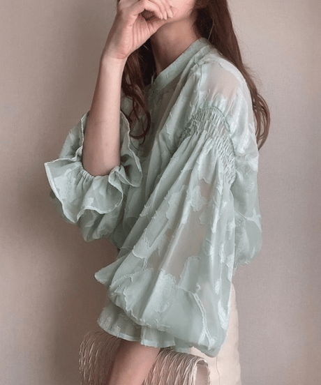 sheer floral blouse / 4color　hm2821