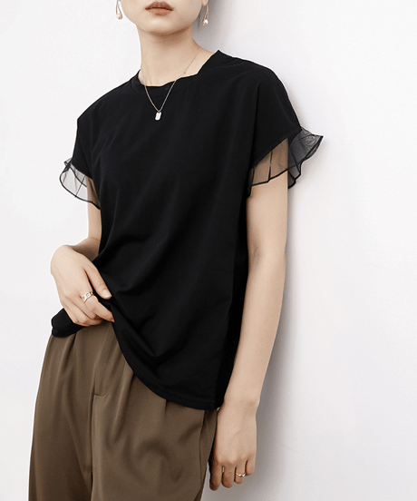 sheer sleeve top / 6color　hm2959