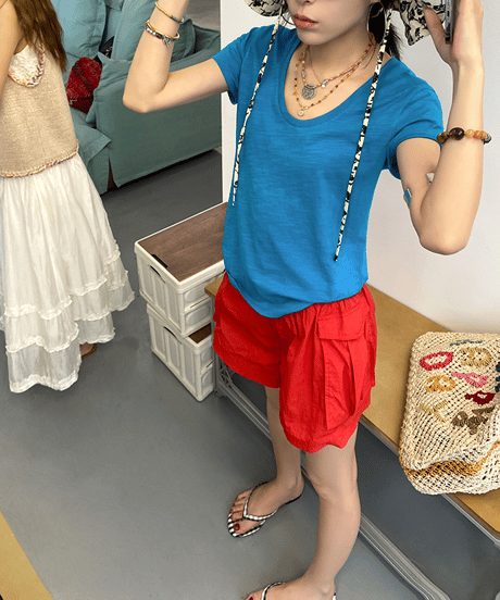 relax u-neck tee / 2color　hm2398