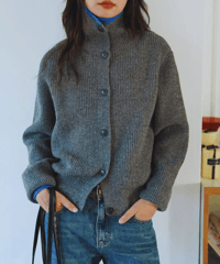 contrast color cardigan / 2color　hm1880