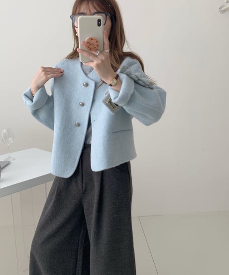 chic no-collar jacket / 5color　hm2705