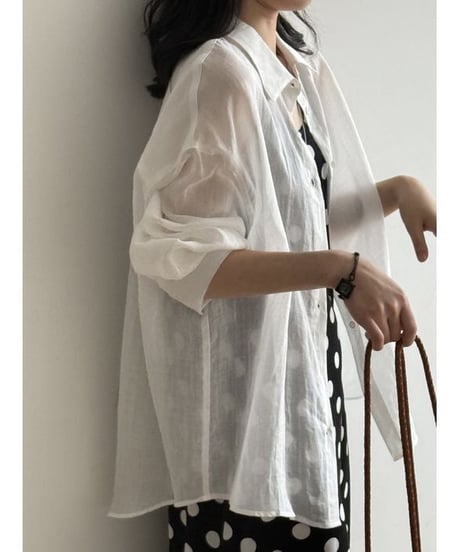 drop shoulder sheer shirt / 2color　hm2246