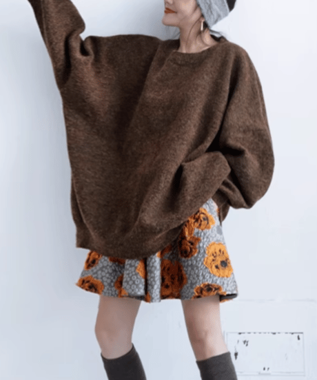 big size knit pullover / 2color　hm1786