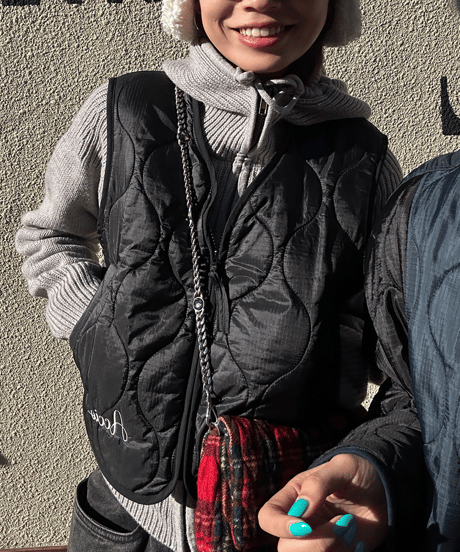 gourd quilting down vest / 2color　hm1125