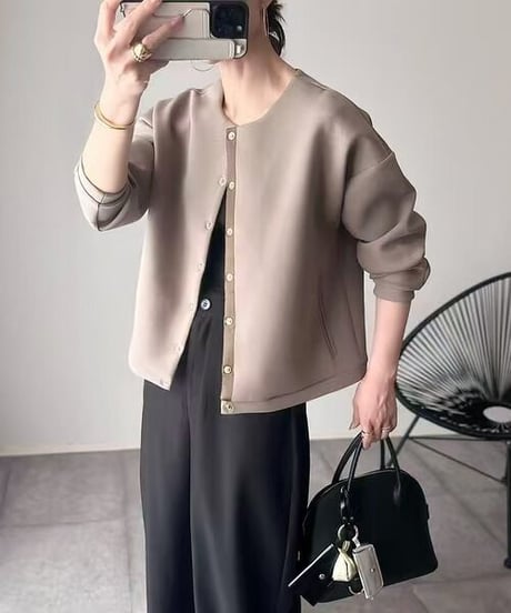 collarless short jacket / 3color　hm2602