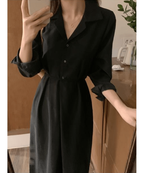 belted shirt dress / 3color　hm2980
